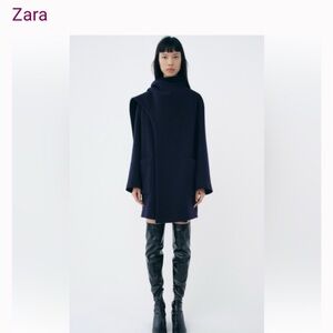 Zara Blue scarf Women's Jacket
